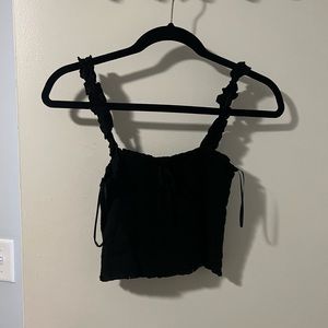 Victoria + Sophia black crop tank